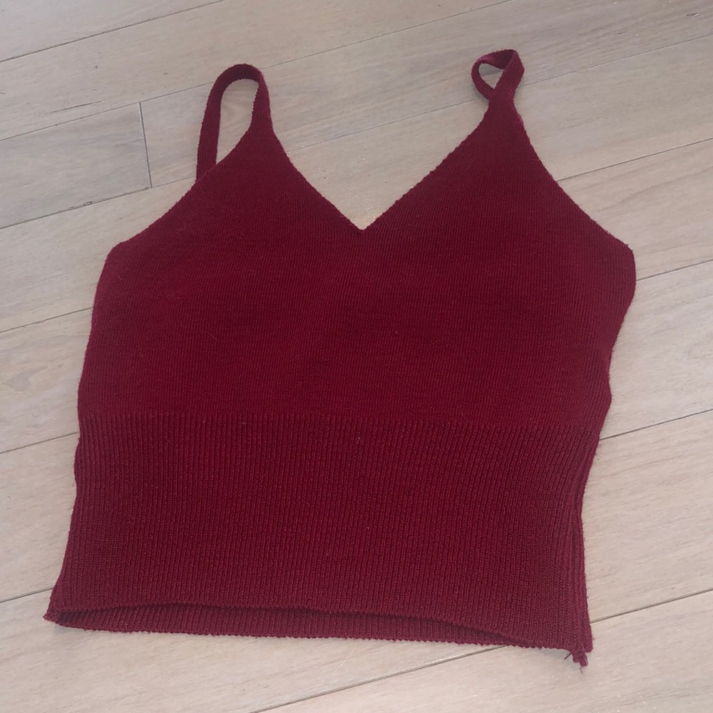 Red Crop Sweater Tank